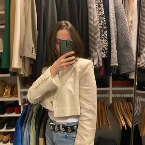 Women's Cream Cropped Blazer